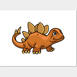 Cute Stegosaurus Happy Dinosaur Posters and Art